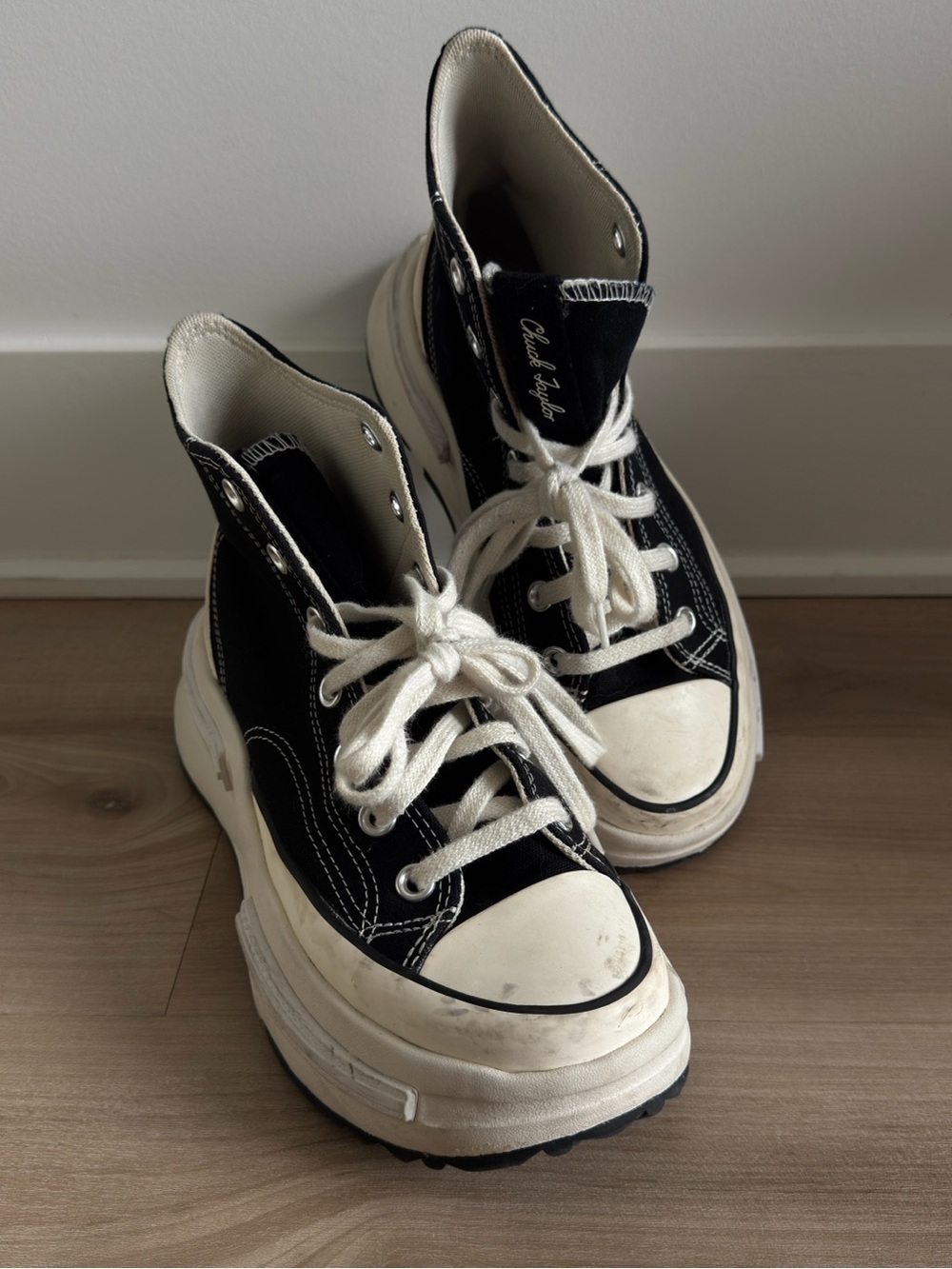 Converse Black and White High-Top Platform Sneakers